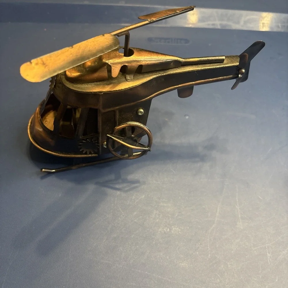 Metal Helicopter Sculpture Aviation Decor Desk Shelf Display 7